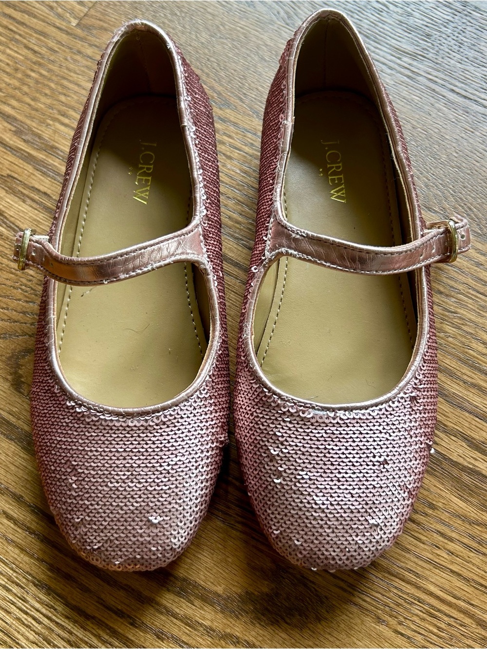 J. Crew Factory Girls Metallic sequin Mary Jane Flats